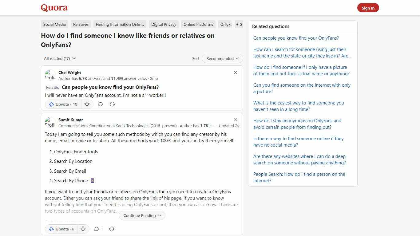 How to find someone I know like friends or relatives on OnlyFans - Quora